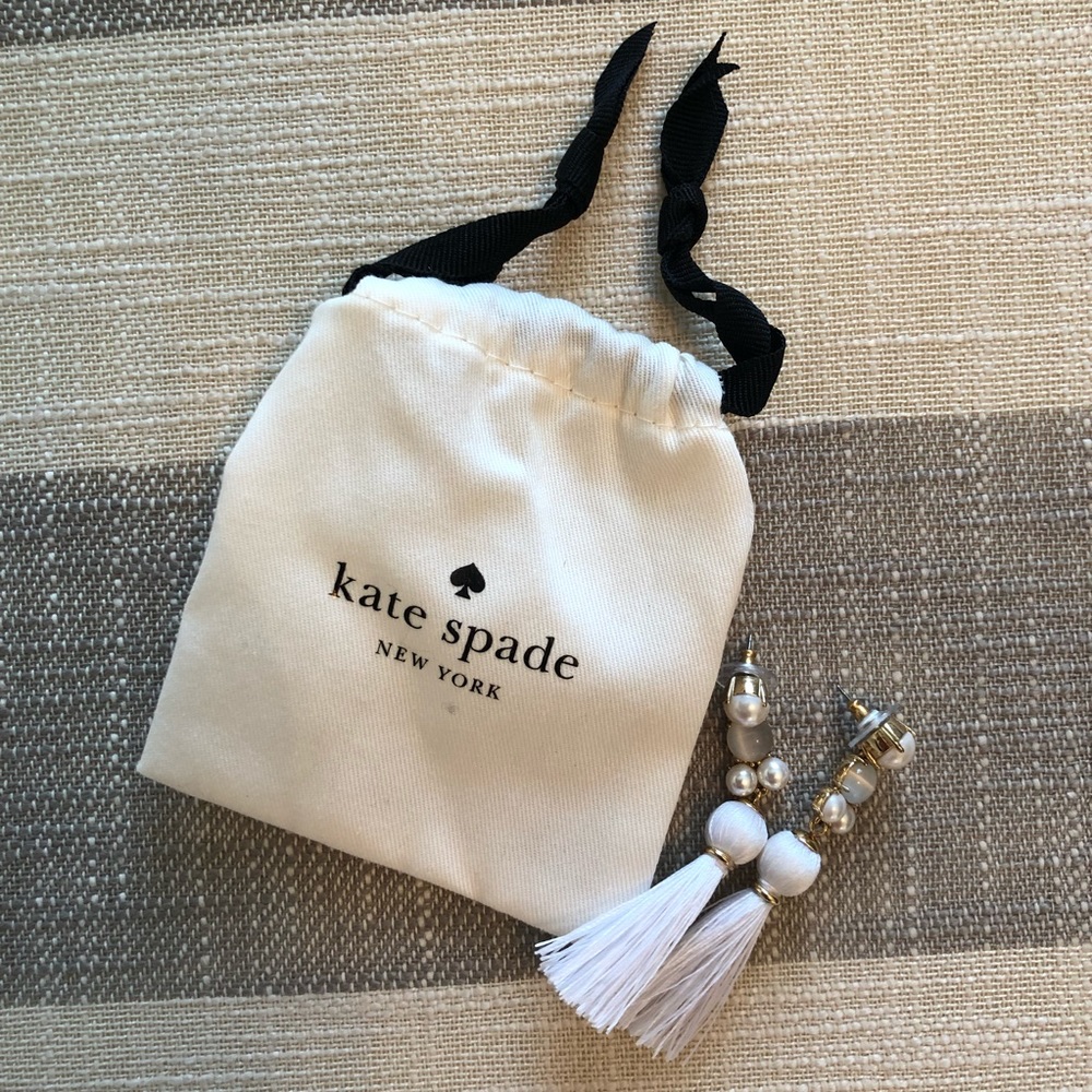 Kate Spade white tassel Statement earrings